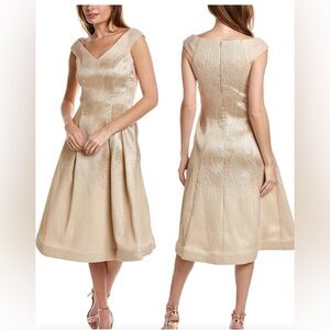 NWT: Teri Jon by Rickie Freeman Rib Textured Jacquard A-Line Dress